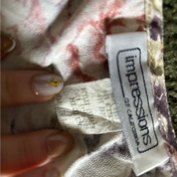 Vintage 90s Sz M Impressions of California Floral Button Down V-Neck Midi Dress - Picture 7 of 9